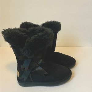 Black Suede Side Bow Boots
